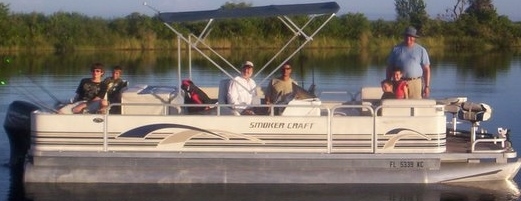 pontoon boat family and group fishing in Orlando area